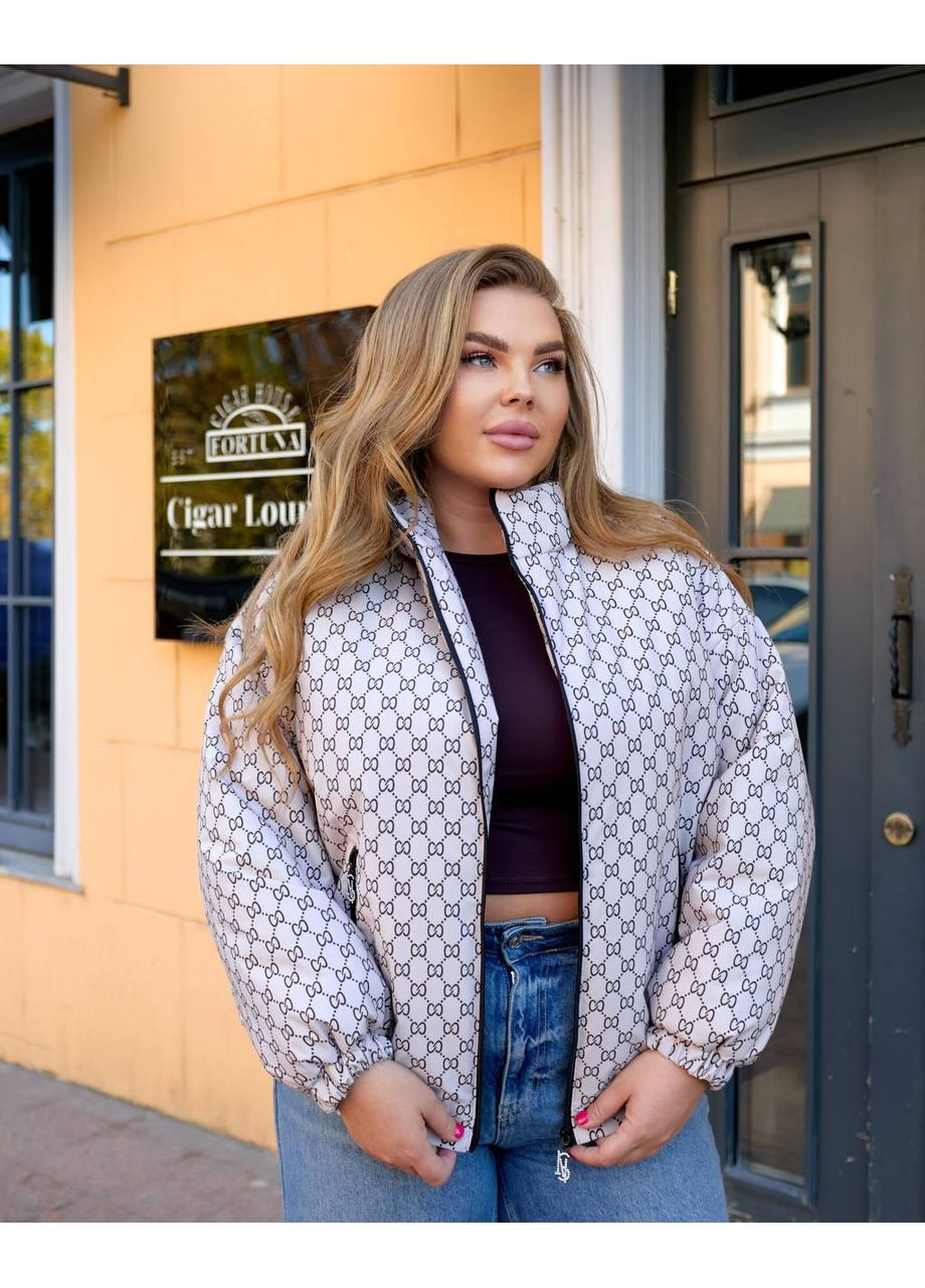 Бежева демісезонна куртка жіноча демісезонна з принтом No Brand