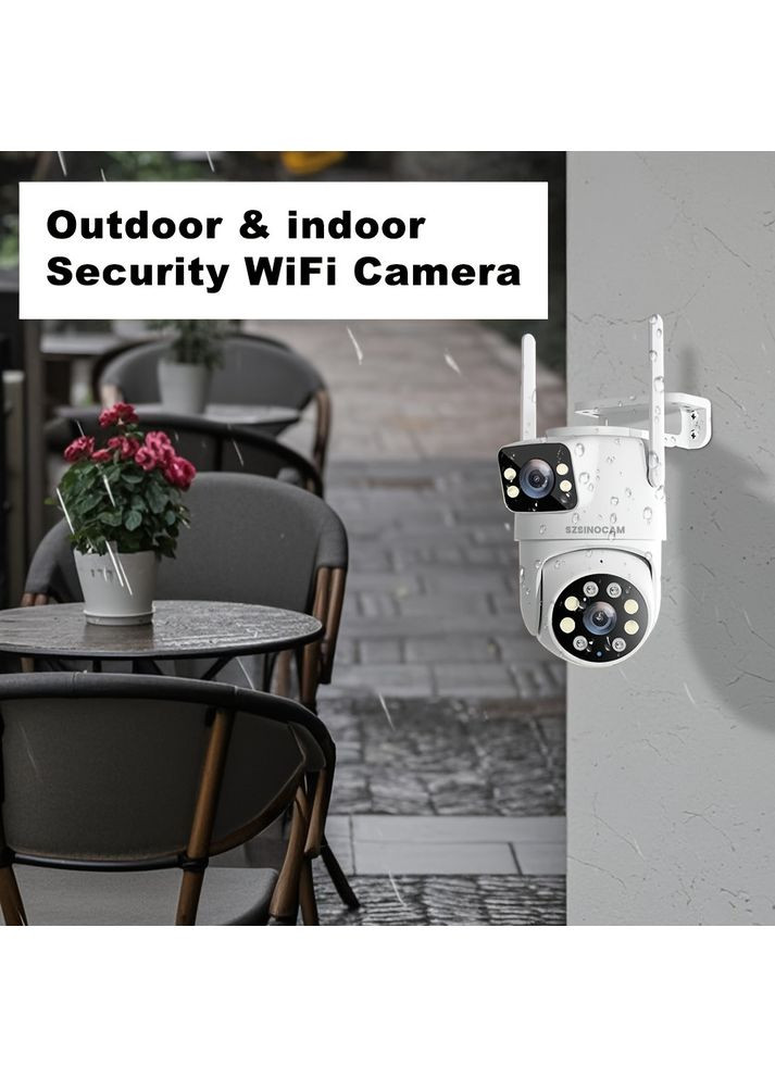 Зовнішня Wi-Fi IP-камера SZSINOCAM 720P з подвійним об’єктивом, кольоровим нічним баченням, AI-відстеженням руху China (351855038)