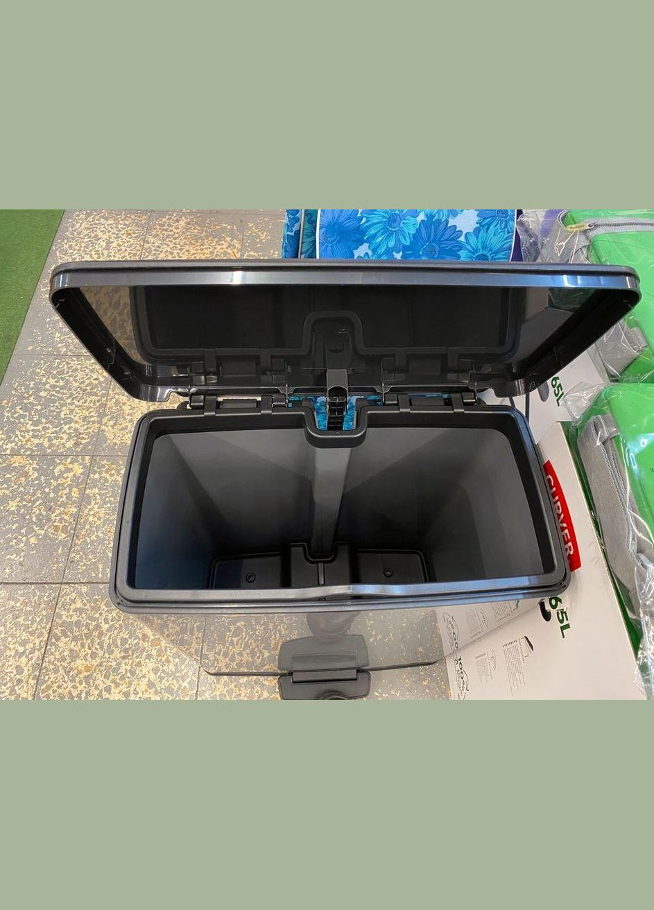 Контейнер для мусора с педалью 65 л (01128) Серебристый Curver (334713913)