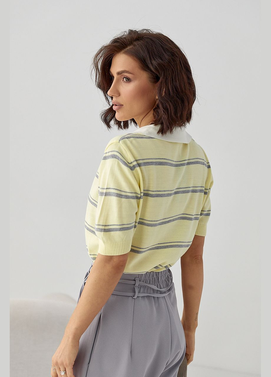 В'язане поло в смужку - бірюзовий колір Lurex - (335077279)