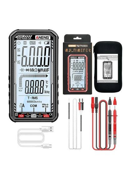 Автоматичний цифровий мультиметр 620C Black з вбудованим акумулятором Aneng (307148675)
