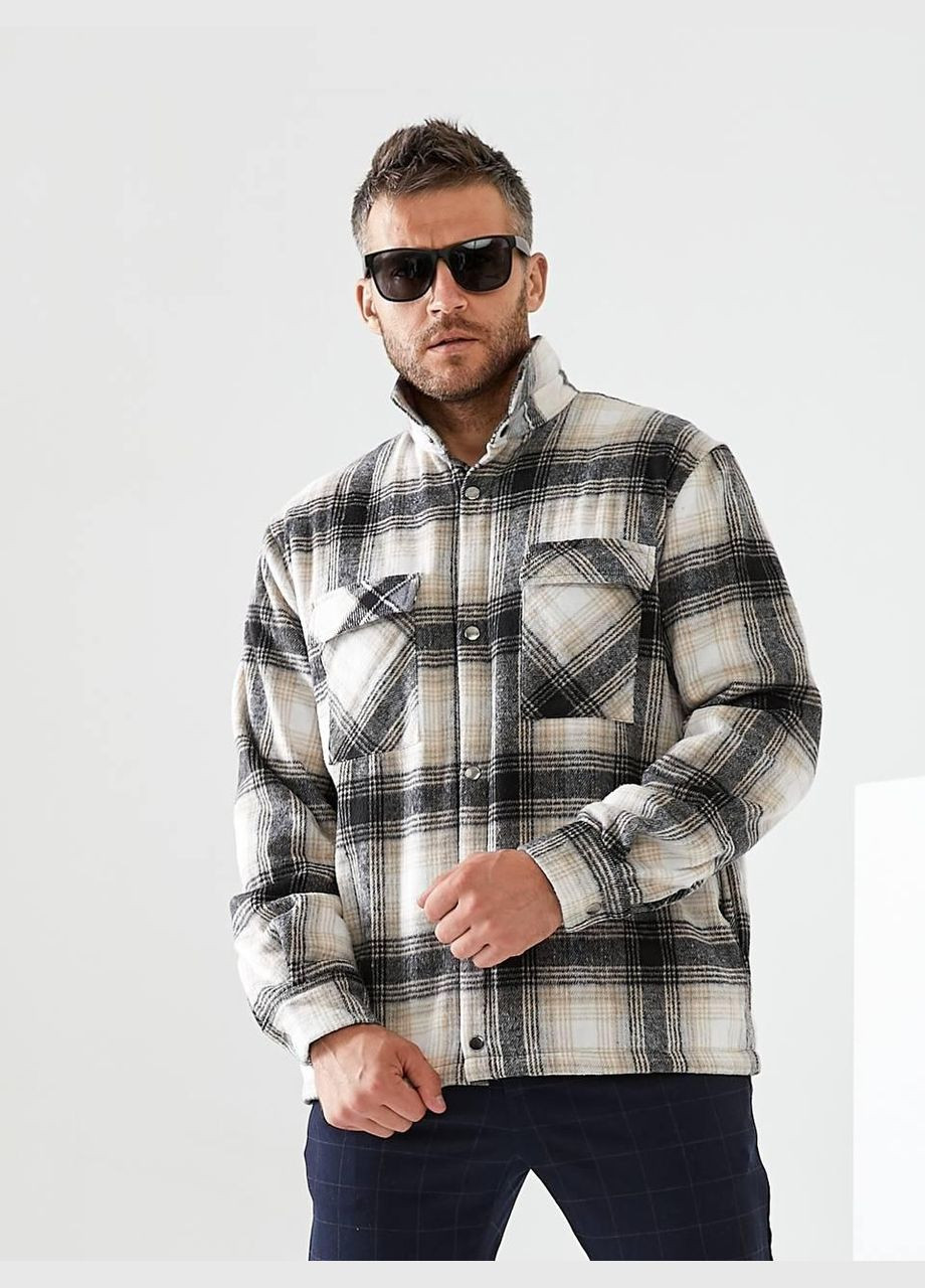 Чорна зимня куртка-сорочка для чоловіків "для осені-весни - бездоганний вибір" b-305 l/52, чорний Sofia