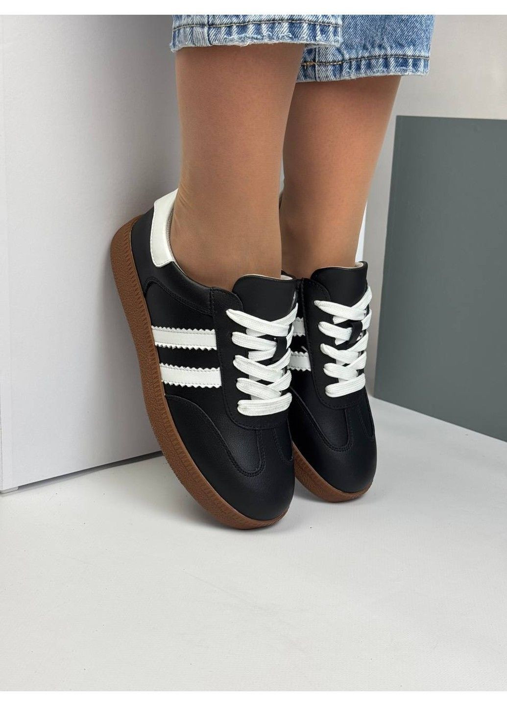 453 Кеды Кожаные Черные Hengji чёрные демисезоны (367960238)