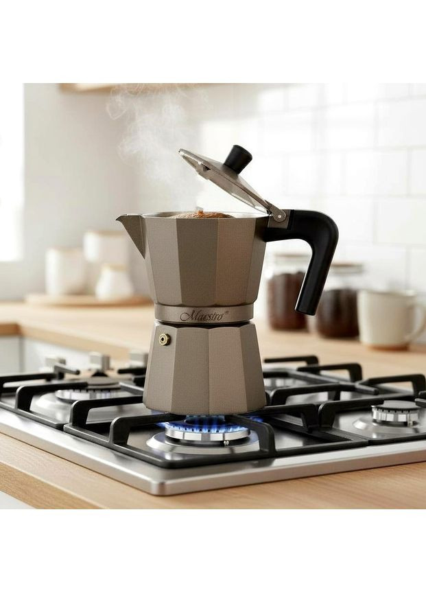 Гейзерна кавоварка алюмінієва коричнева 3 чашки MR-1666-6-BROWN Maestro (369728234)