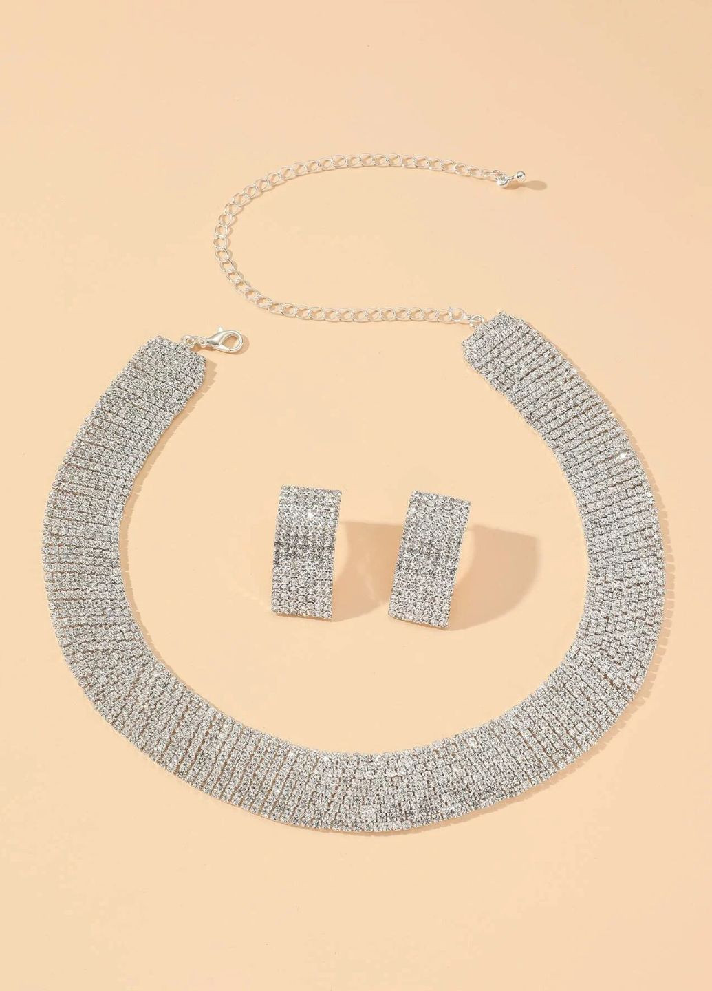 Набор комплект бижутерии колье и серьги с стразами Fashion Jewelry (351850220)