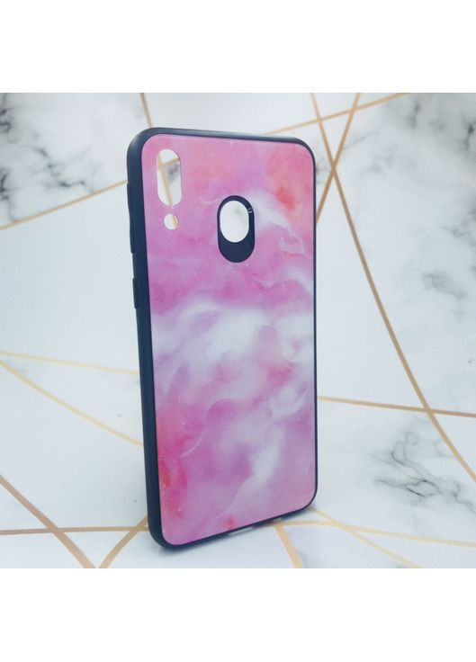 Силіконовий чохол case зі скляною задньою панеллю для Samsung Galaxy M20 Мармур рожевий Glass (359498048)