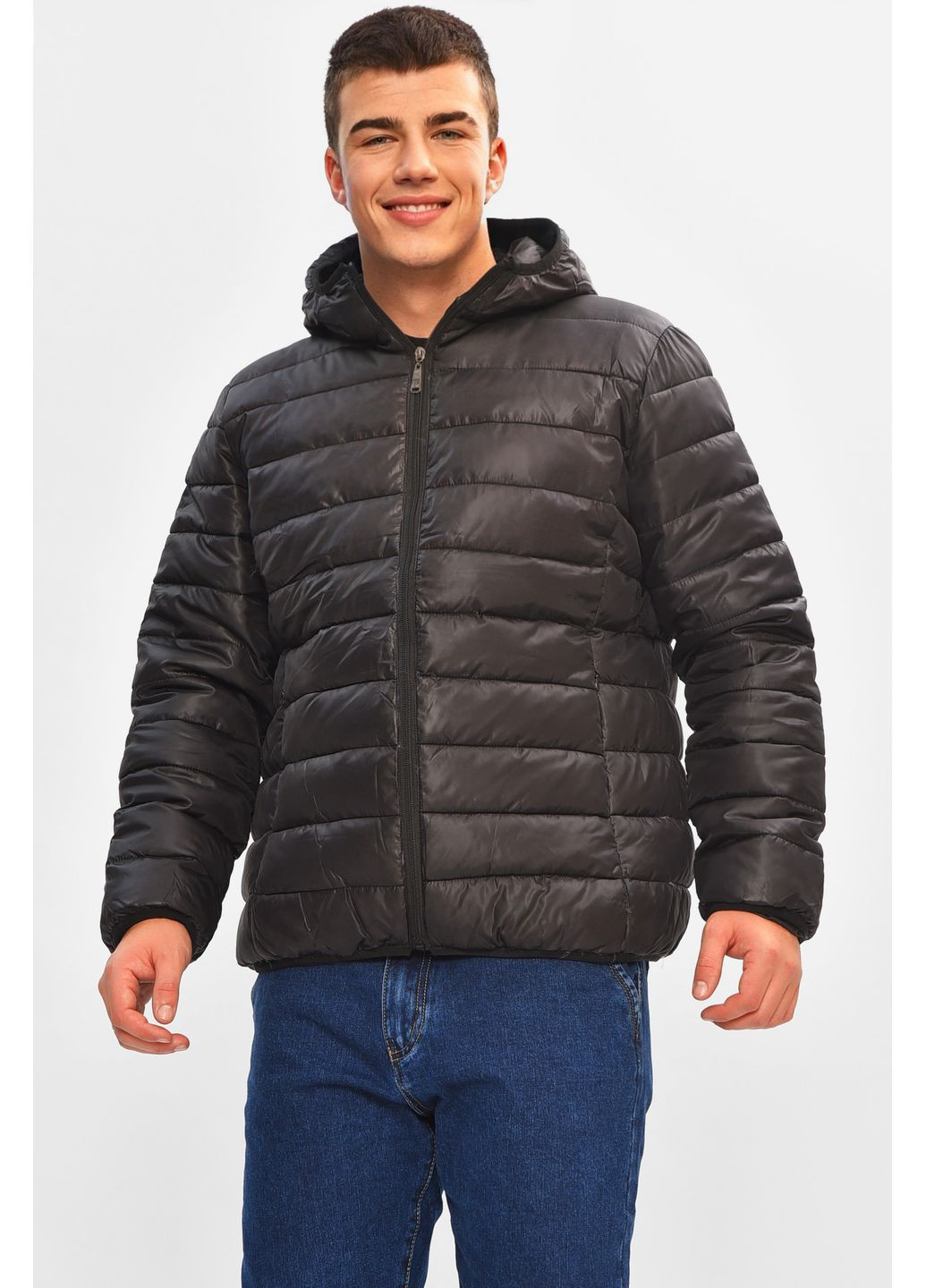Чорна демісезонна куртка чоловіча демісезонна чорного кольору Let's Shop