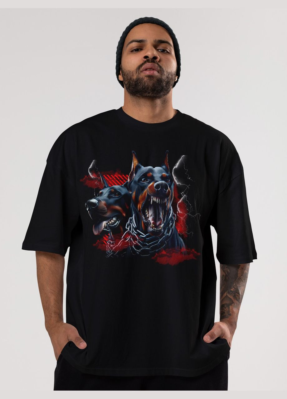 Черная мужская футболка оверсайз urban черная высокая плотность с длинным рукавом Mishe