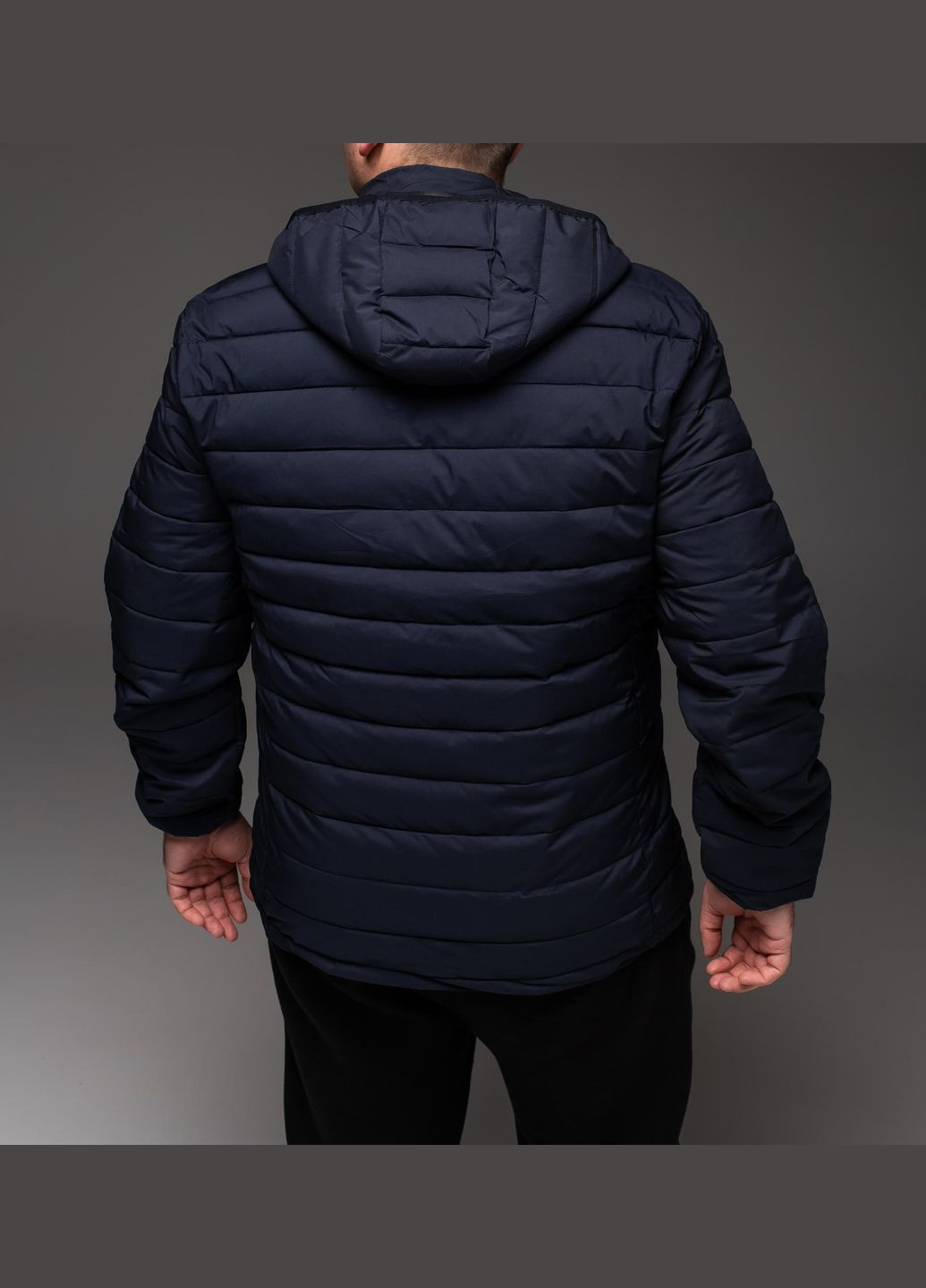 Темно-синяя демисезонная куртка стебана с капюшоном большие размеры весна/осень No Brand