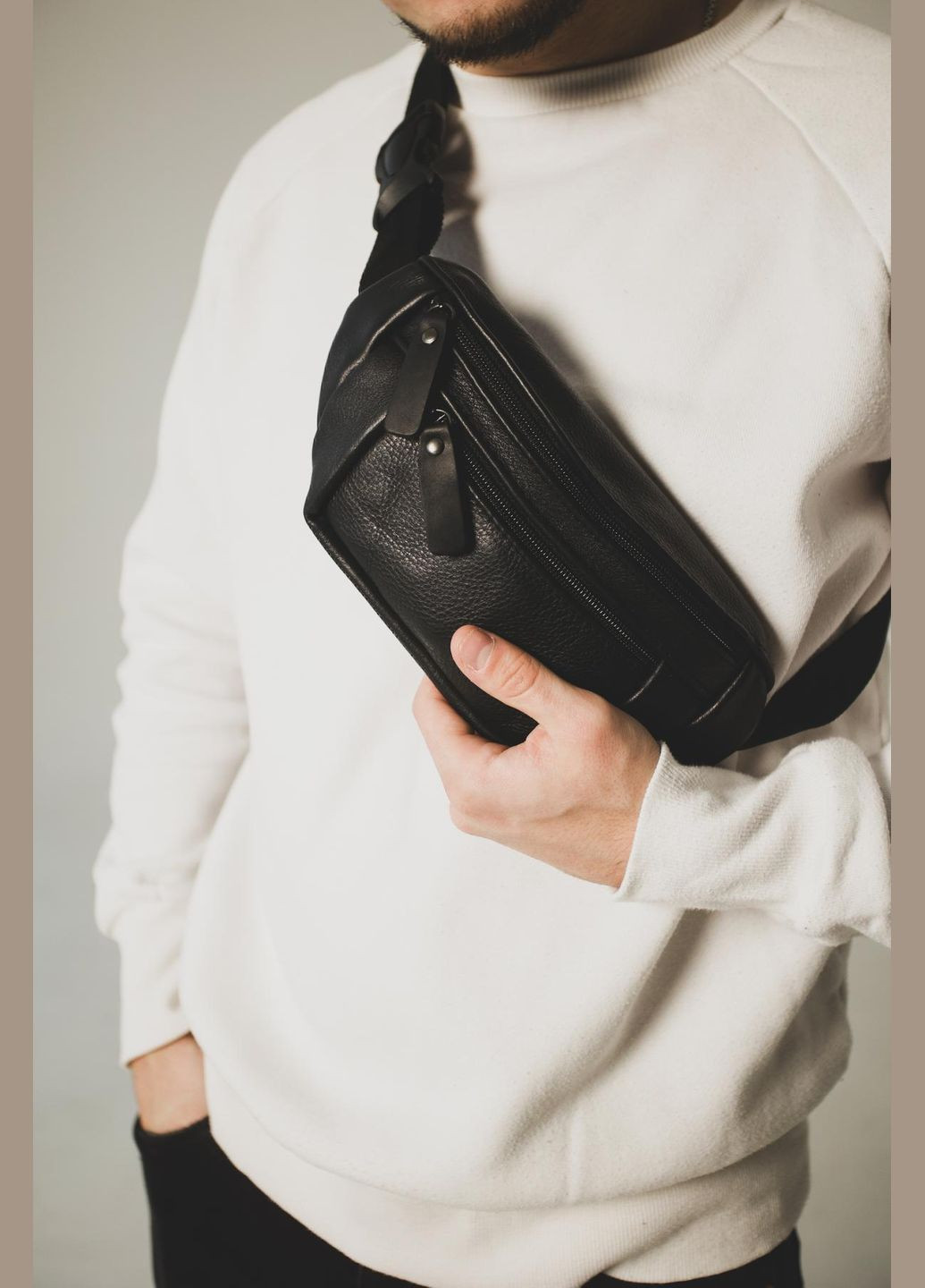 Сумка на пояс из натуральной кожи флотарий SL005 (Черная) SKILL (323427275)