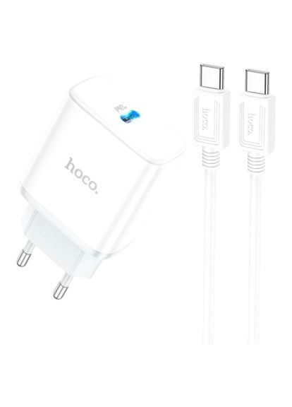 Зарядний пристрій (6931474782915) Hoco C104A USB-C PD20W + cable USB-C to USB-C white (370017304)