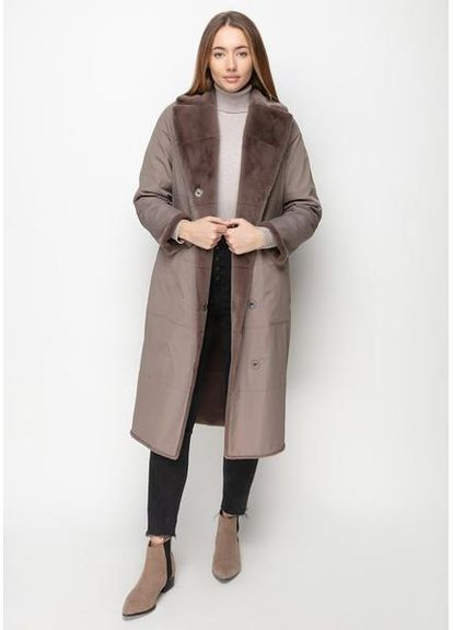 Пальто з Екохутром і Шалевим Коміром 1101M-C Т. беж/ горне ехо SAM Samange (367582221)