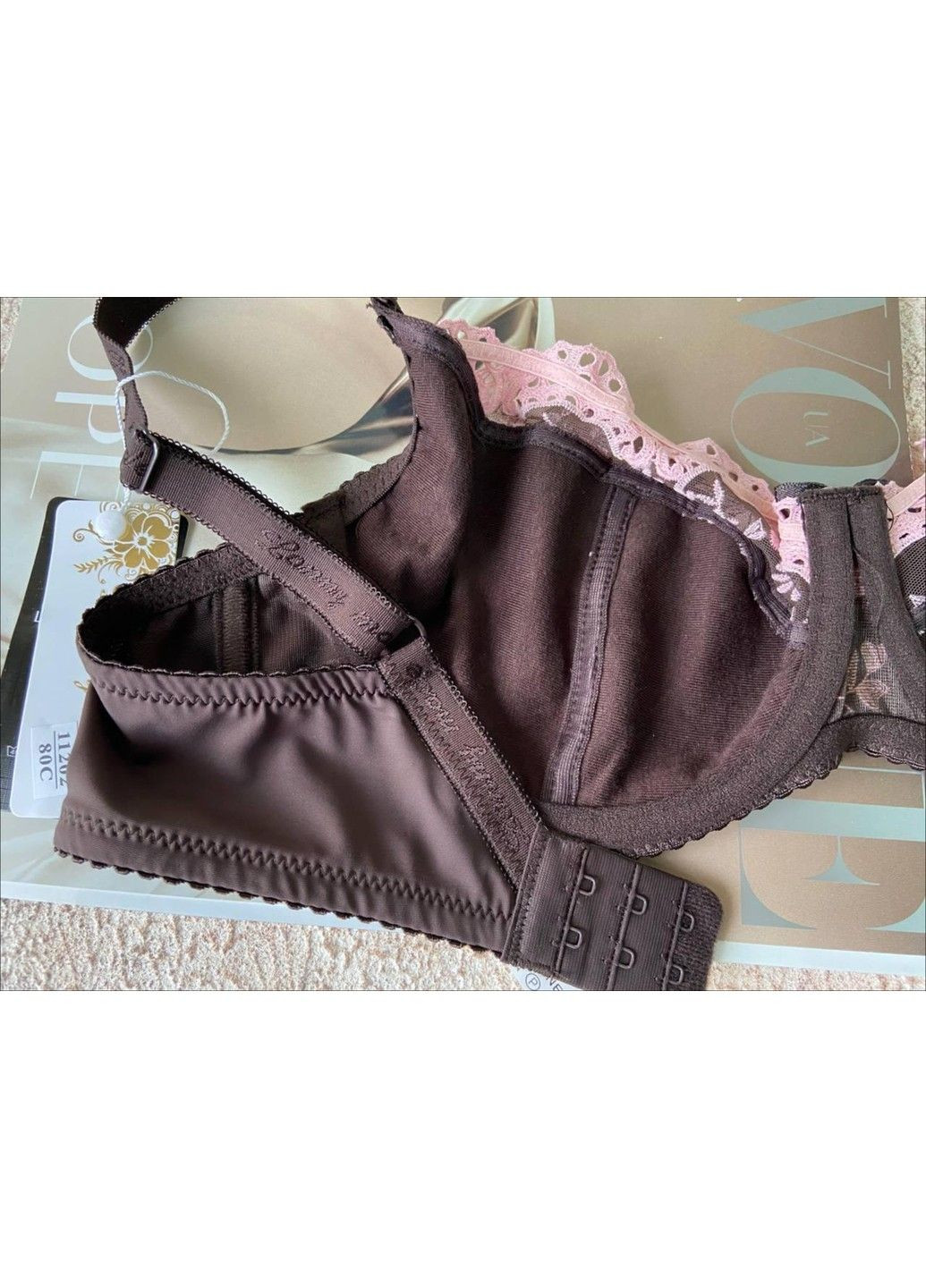 Коричневий шоколадний мереживний бюстгальтер без поролону для грудей третього розміру Lanny Mode
