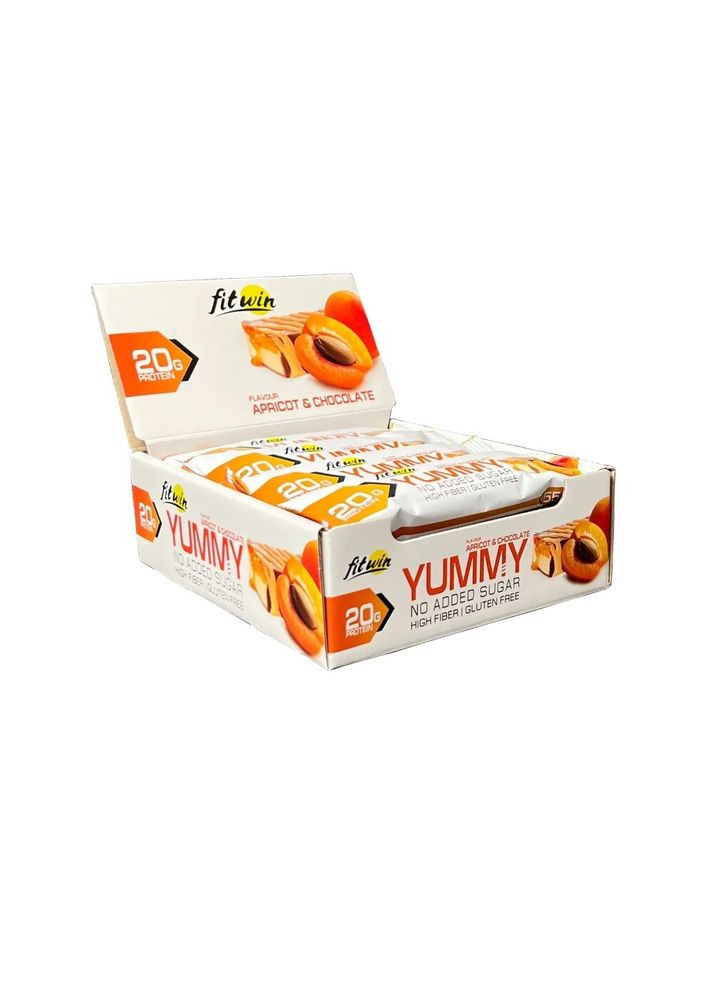 Батончик YUMMY Bar 36% no added sugar, 12*55 грамм - Шоколад-абрикос FitWin (362412491)