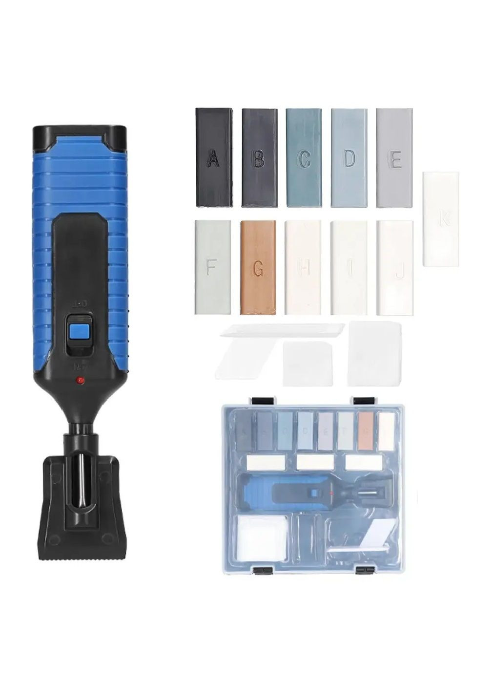 Ремонтный набор с восковыми блоками в кейсе для исправления сколов трещин на плитке пластике виниле ПВХ (481167-Prob) Синий Unbranded (355692600)