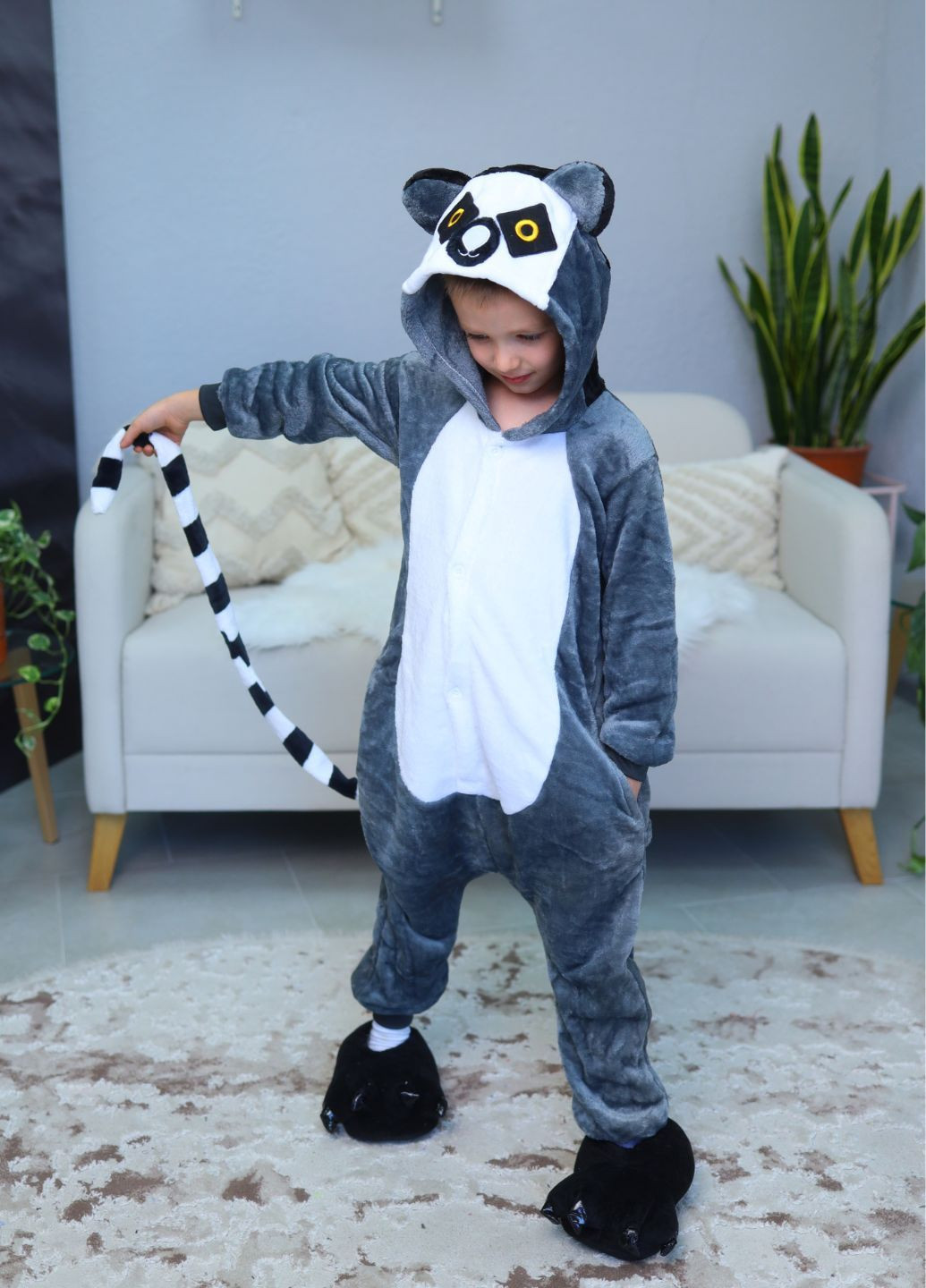Кигуруми лемур с хвостом на пуговицах плюшевая пижама для мальчиков My Kigu (366290636)