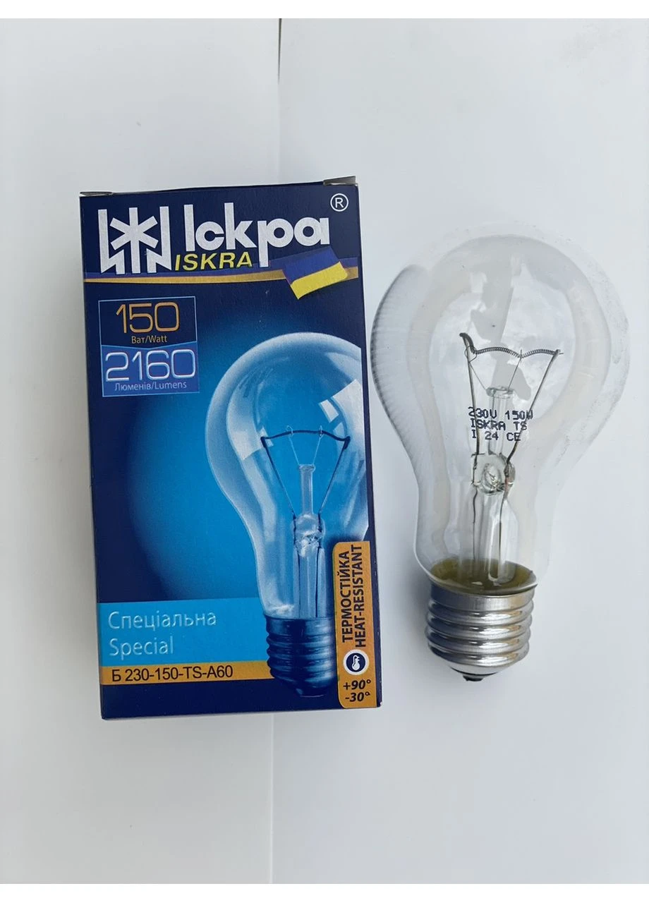 Лампа накаливания 150 Вт E27 Искра в индивидуальной коробке Іскра (400933925)