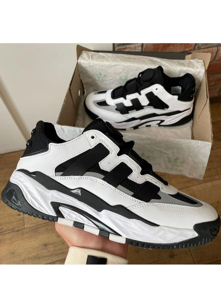 Чорні Осінні кросівки чоловічі adidas niteball black white 3 адідас найтбол No Brand