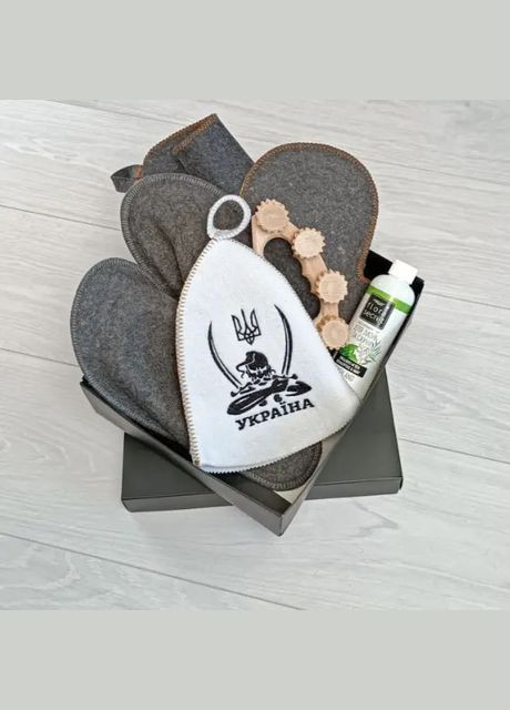 Подарочный набор для бани и сауны "Козак з шаблями" 6 предметов (PU-006) Luxyart (322209949)