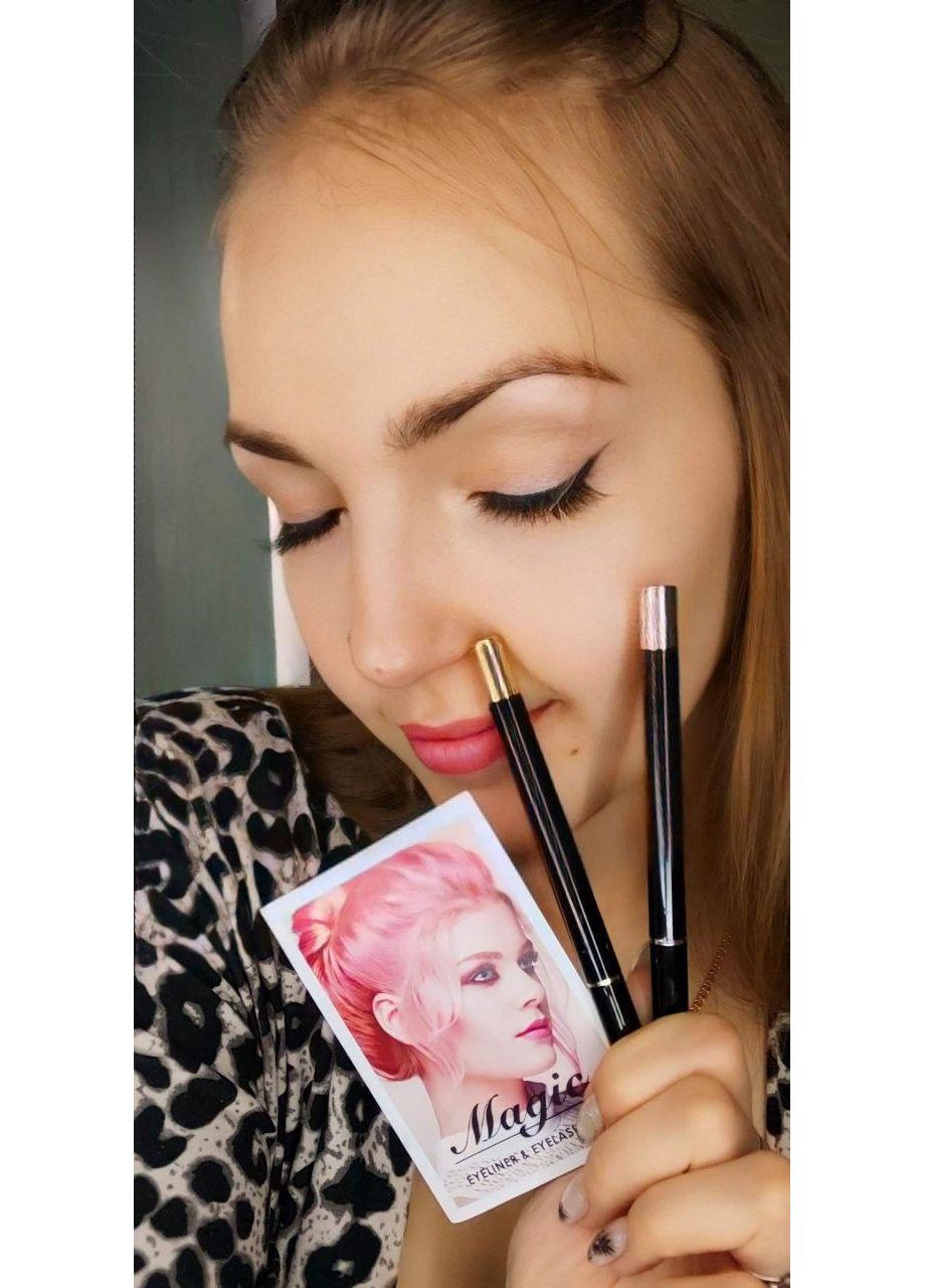 Нарощування багаторазовмими віями вдома + маркер підводка для надягання Чорна Magnetic Lashes (366668463)