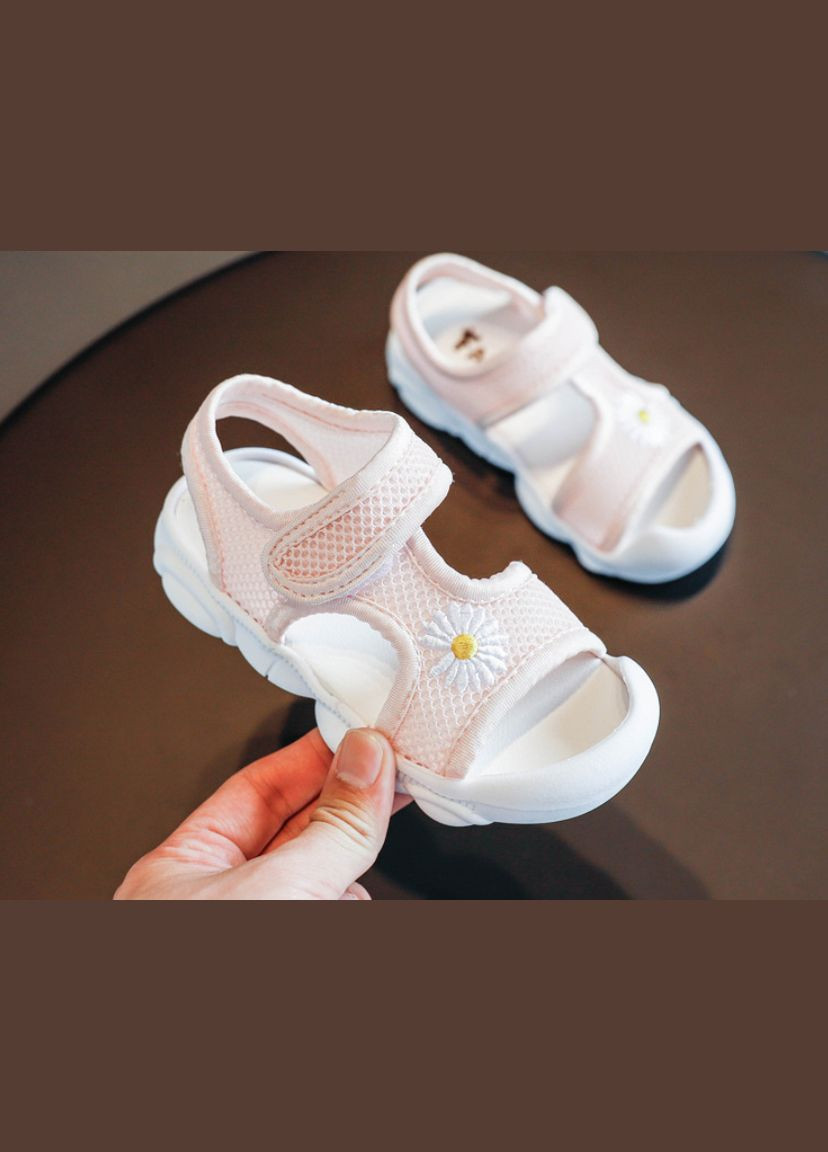 Розовые босоножки детские на липучке с ромашкой (розовый ) (15876) Qoopixie