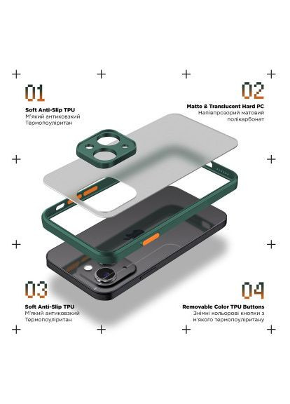 Чохол до мобільного телефона Frosted Matte Xiaomi Redmi Note 13 Pro 4G Dark Green (ARM73143) ArmorStandart Frosted Matte Xiaomi Redmi Note 13 Pro 4G Dark Gre (361028157)