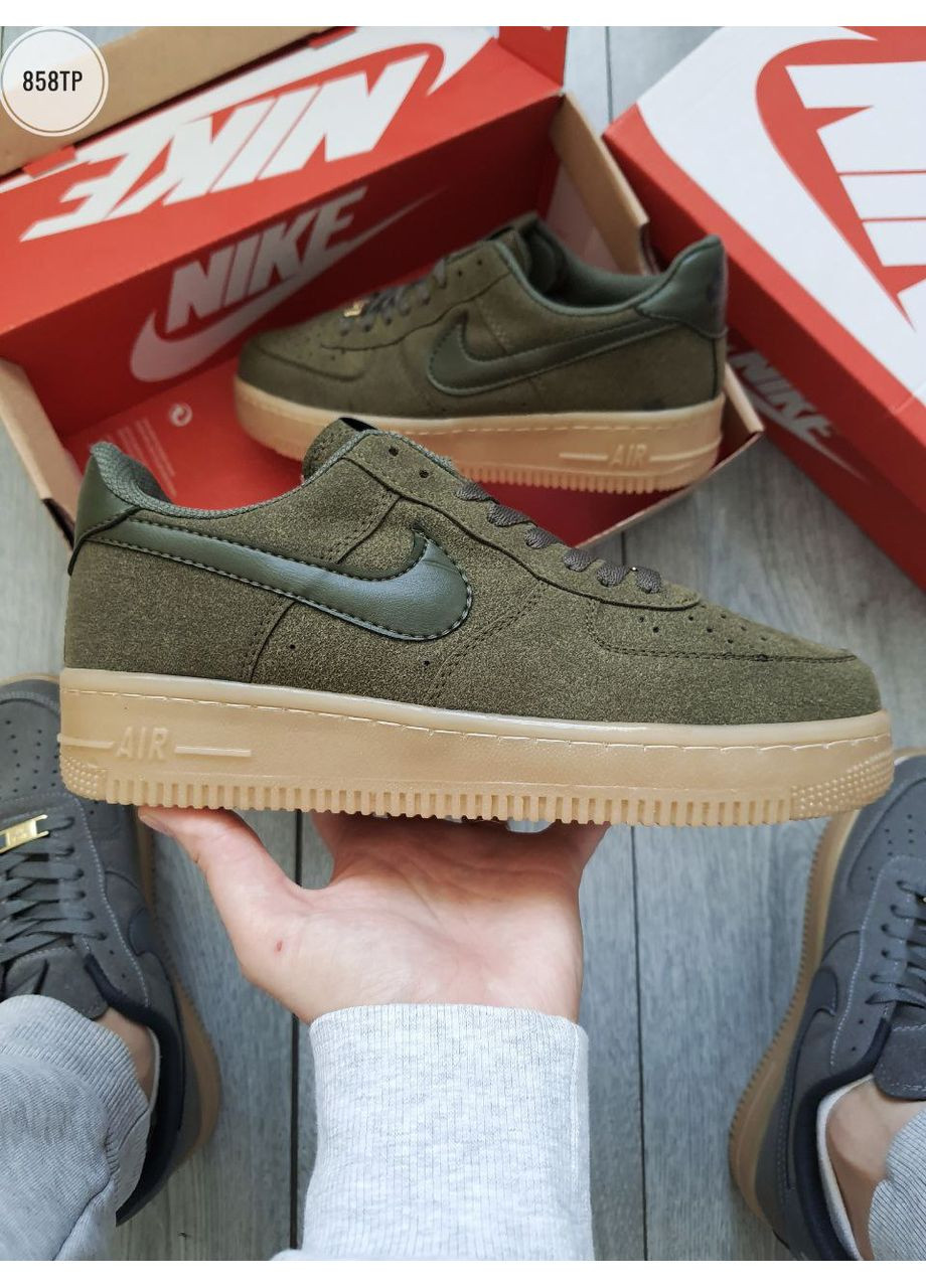 Сірі Осінні кросівки чоловічі nike ai force low green найк аір форс 1 преміум No Brand