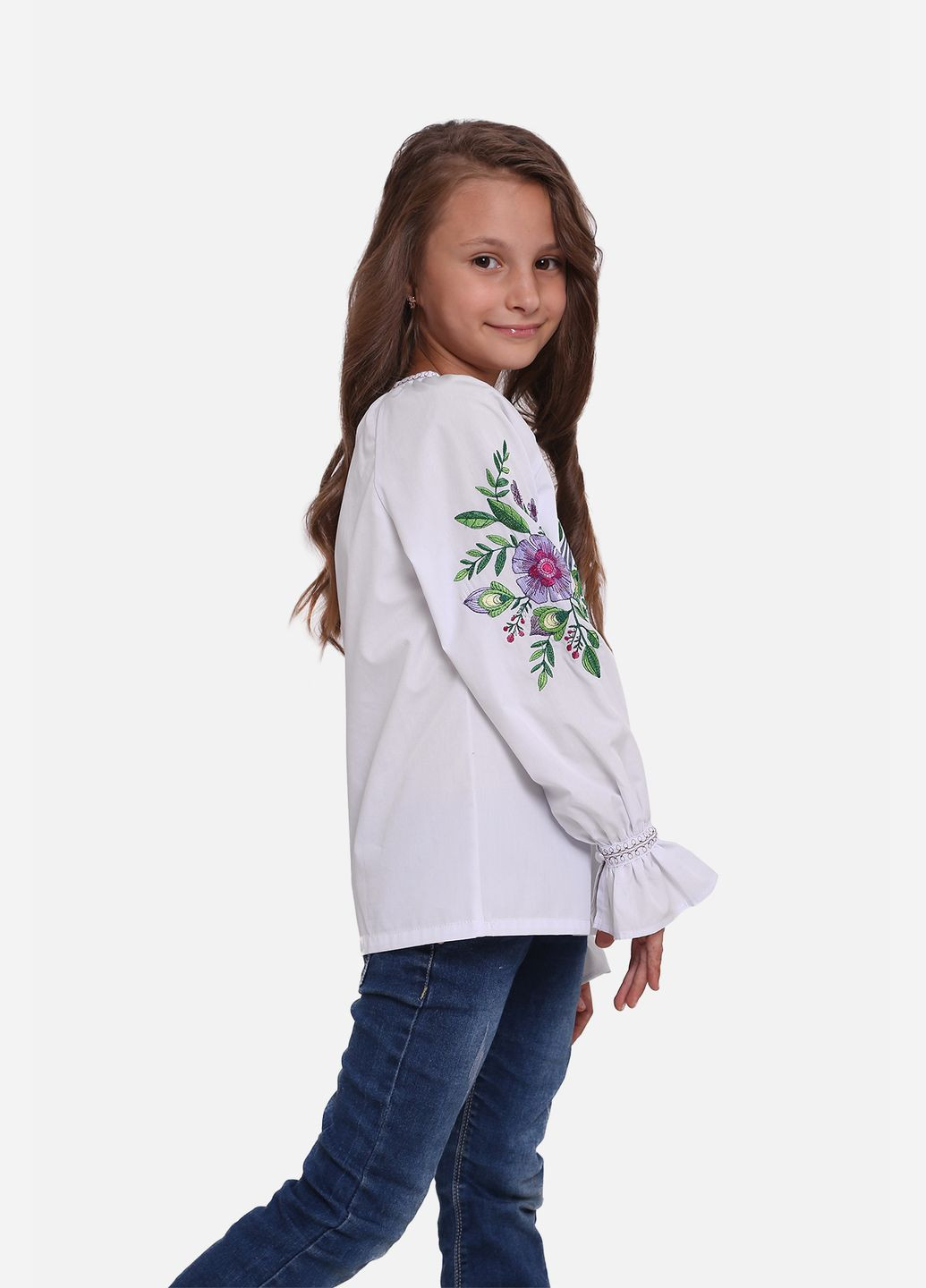 Вишиванка для дівчинки з довгим рукавом колір білий ЦБ-00245237 No Brand (280925148)