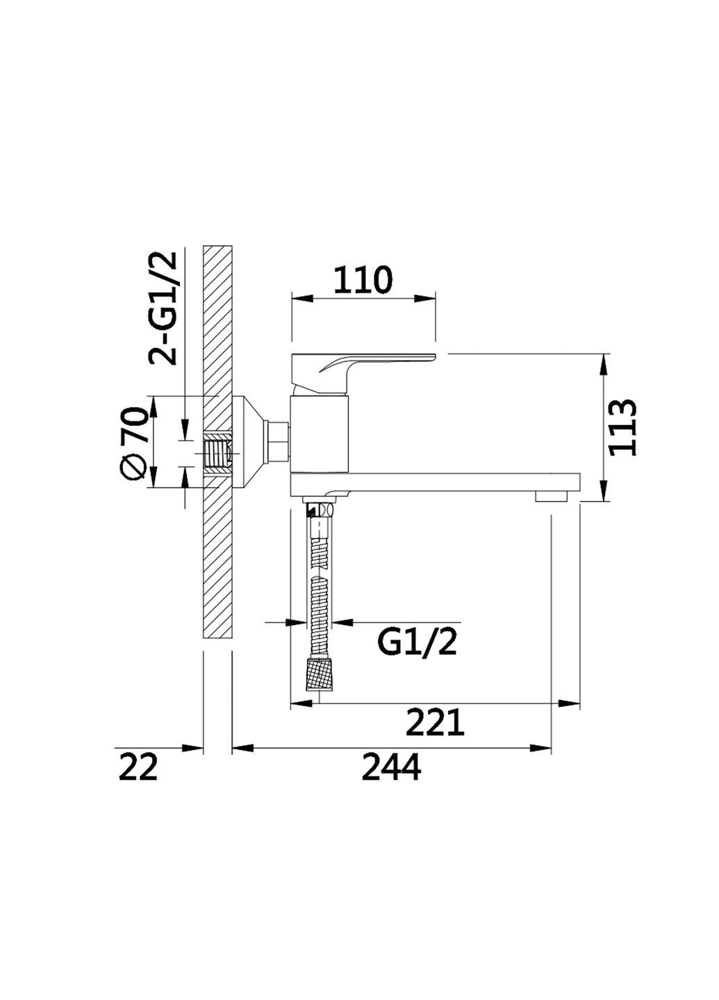 Змішувач для ванни Jay з поворотним виливом (з душовим гарнітуром) QTJAY260CRW45554 Chrome/White Qtap 260 (323485618)