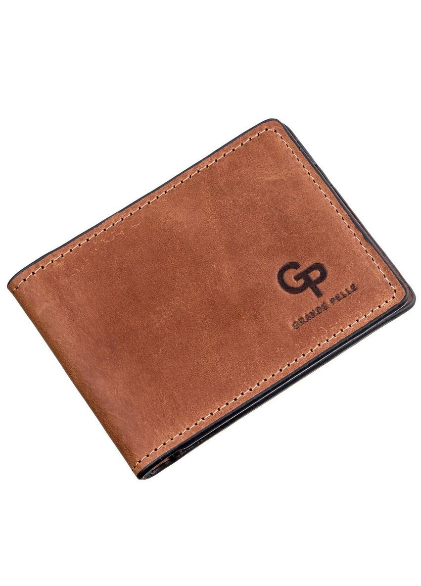 Компактный зажим для денег без застежки 11240 Коричневый Grande Pelle (329440421)