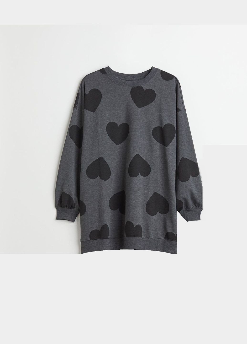 Свитшот пижамный H&M - крой сердечки темно-серый домашний - (278654873)