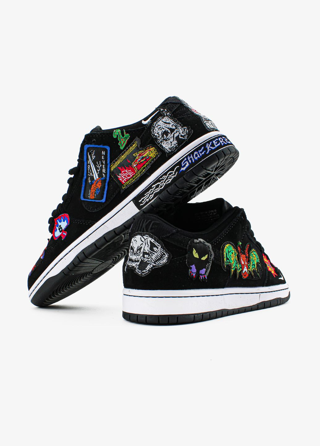 Чорні всесезон кросівки чоловічі і жіночі nike sb dunike low pro qs neckface black | найк сб данк низькі чорні No Brand