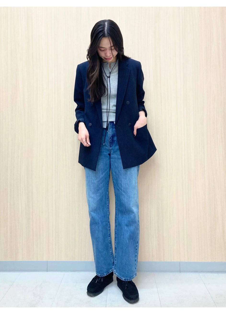 Темно-синий женский жакет Uniqlo полосатый - демисезонный