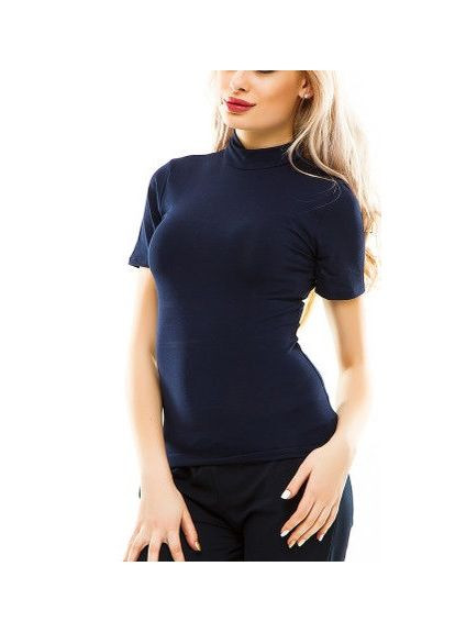 Темно-синій демісезонний водолазка жіноча гольф вискоза з коротким рукавом, американка темно-синій Leliss