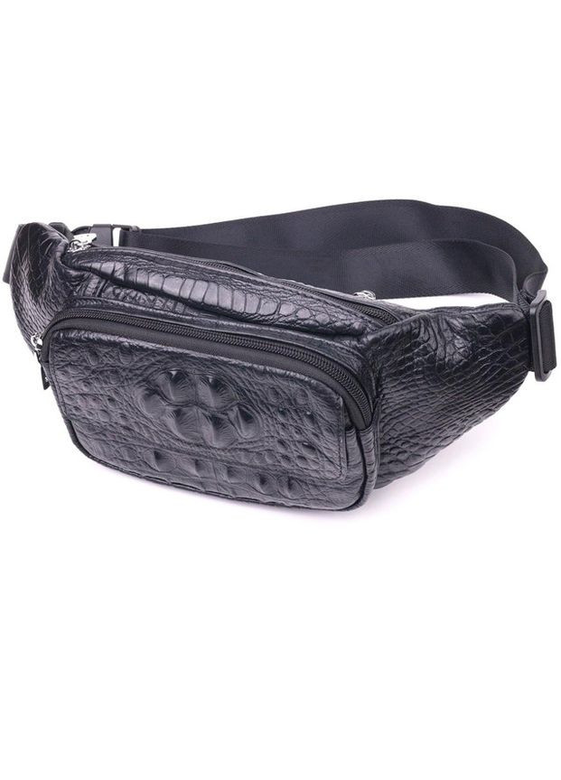 Сумка на пояс через плечо мужская кожаная средняя Черный 35114 Vintage (333299978)