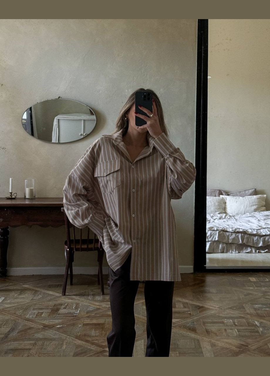 Жіноча сорочка оверсайз в смужку MonCher (330028239)