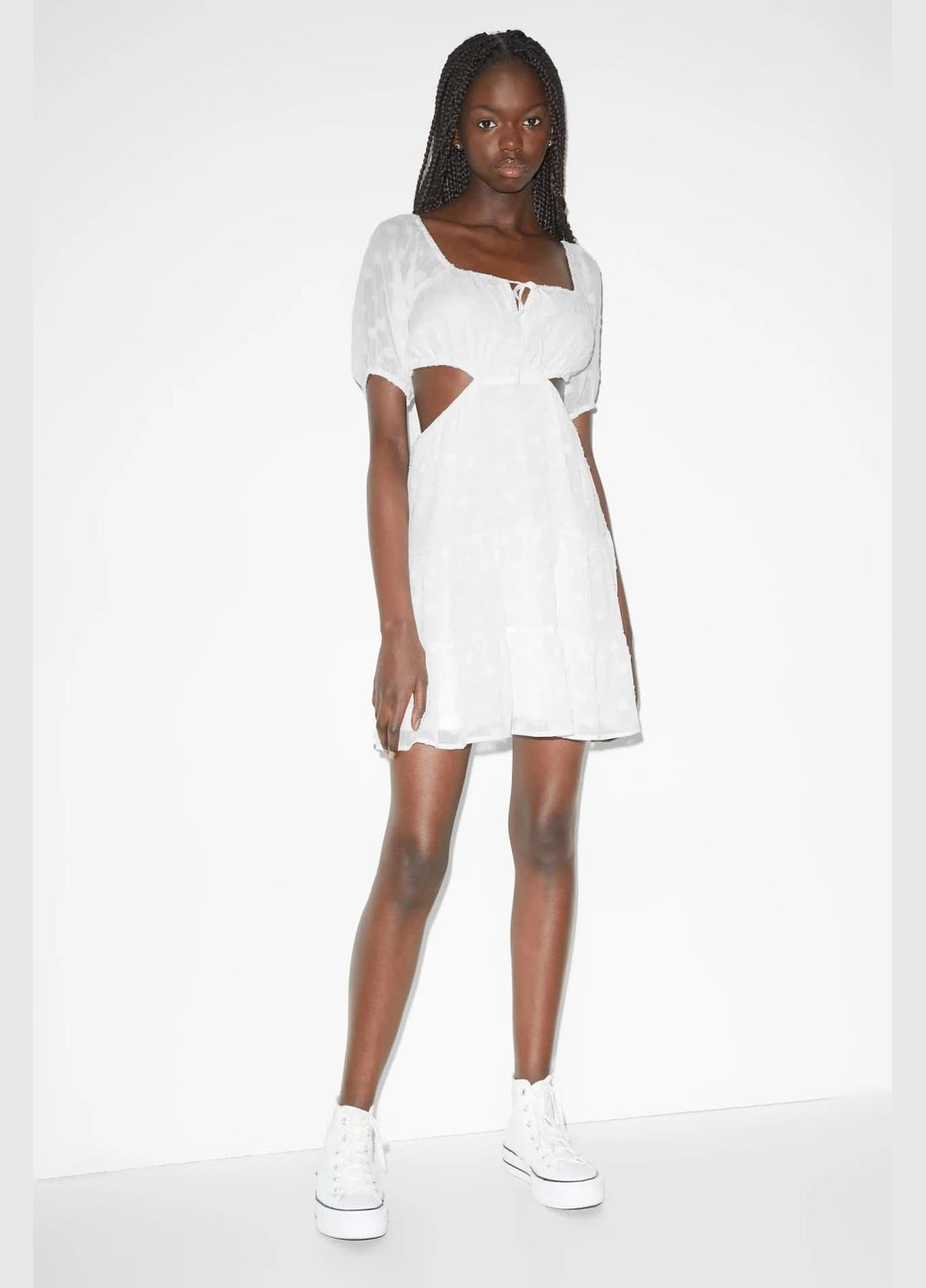 Білий кежуал сукня з вирізами C&A однотонна