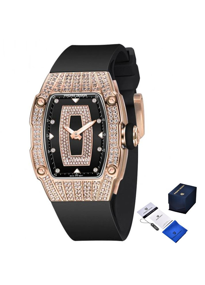 Годинник Gold-Black кварцовий із сапфіровим склом для жінок стильний наручний годинник ProDobro (367264958)