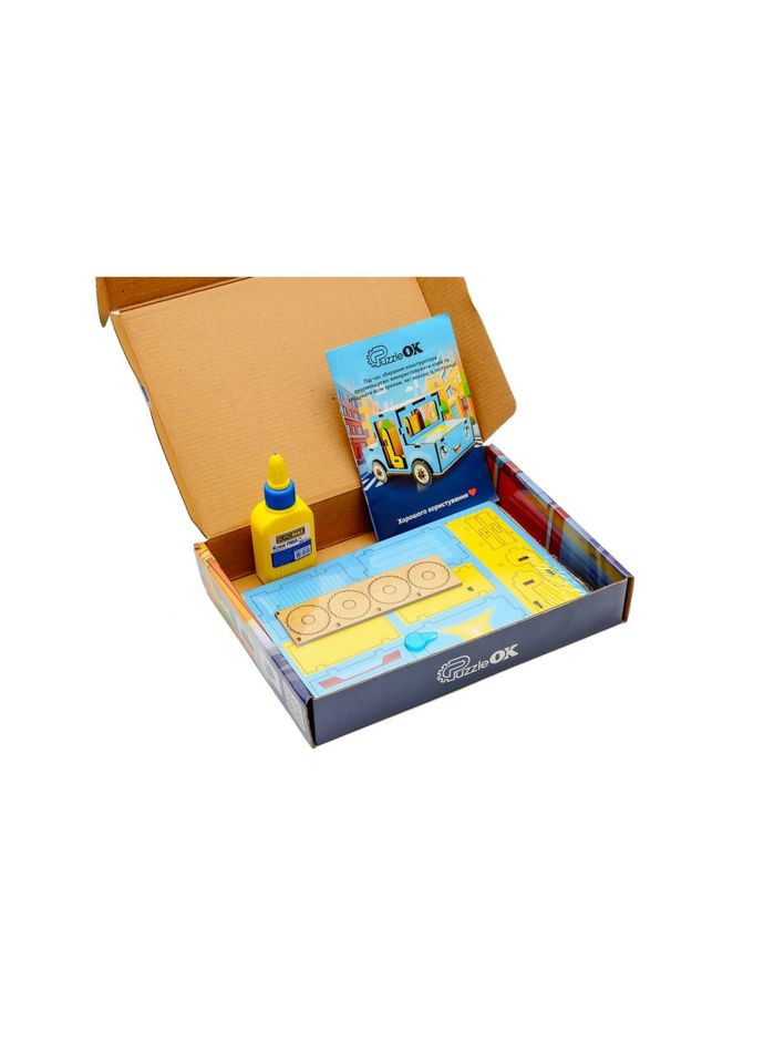 Детский деревянный 3D конструктор "Машинка" Puz-00930, 43 детали PuzzleOK (327320626)