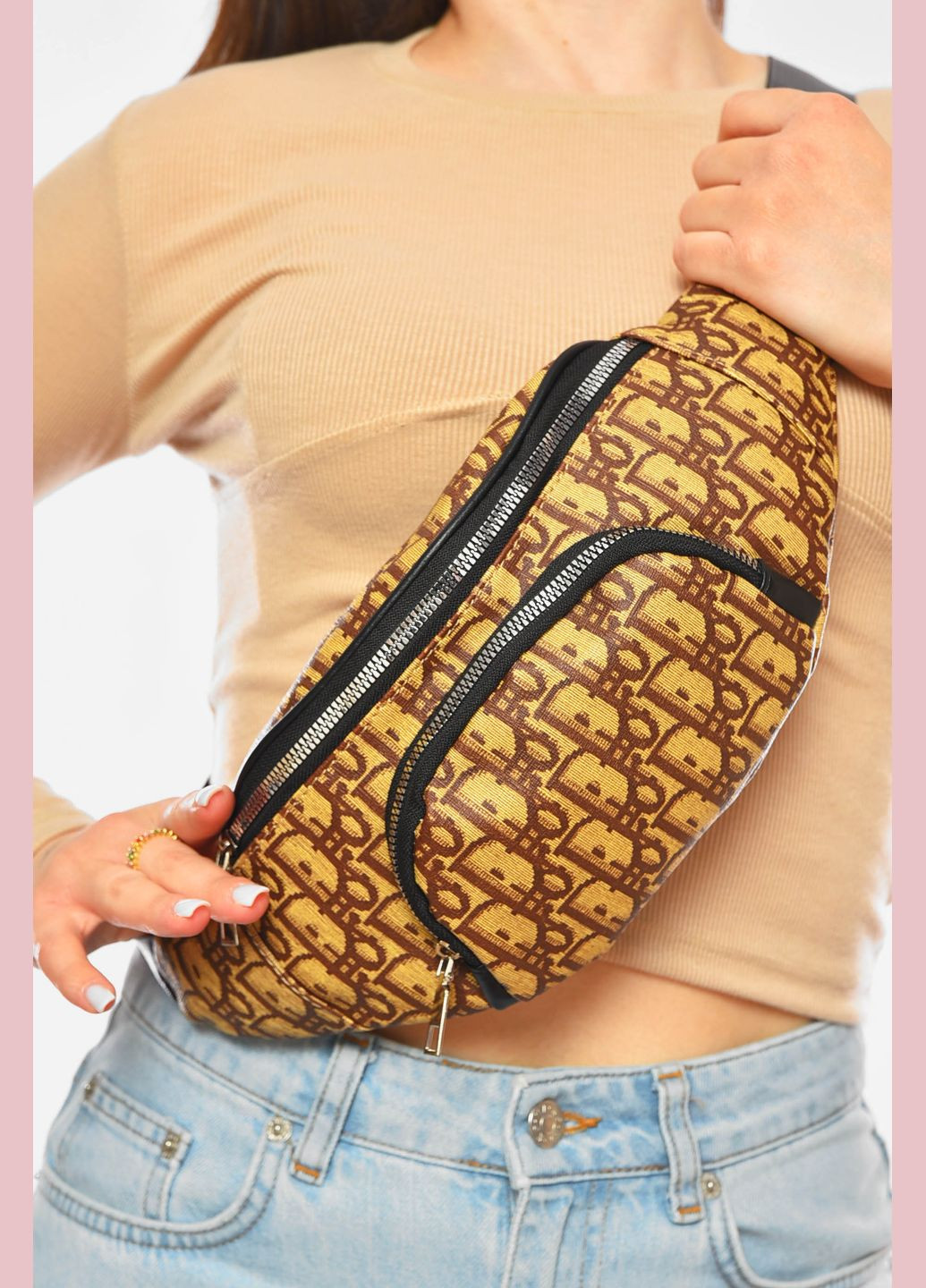 Бананка жіноча з екошкіри світло-коричневого кольору Let's Shop (329405032)