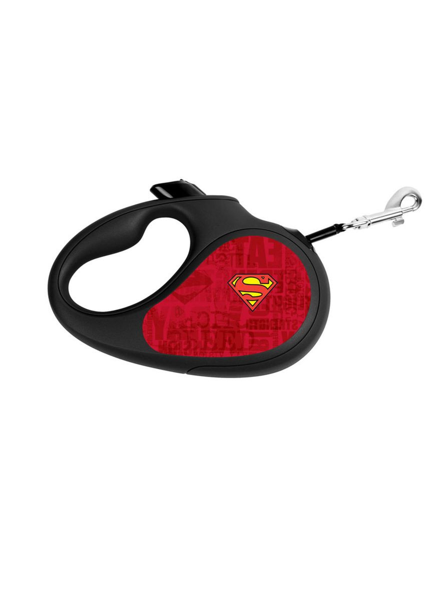 Повідецьрулетка для собак R-leash "Супермен Лого Червоний" S до 15 кг 5 м світловідбивна стрічка Чорний WAUDOG (279564695)