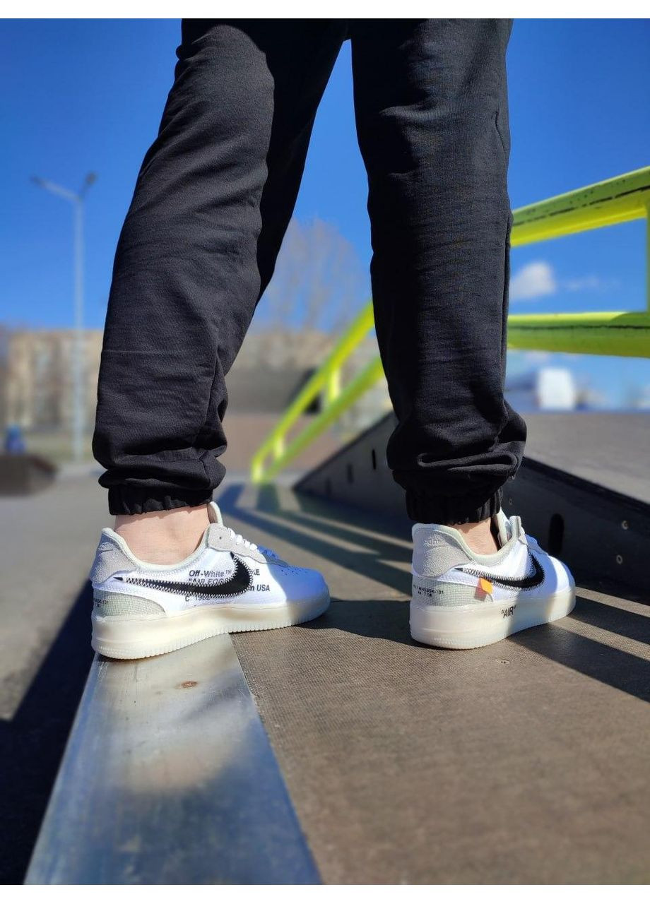 Чорні Осінні кросівки чоловічі nike af x off-white «white black» 1 найк офф вайт No Brand