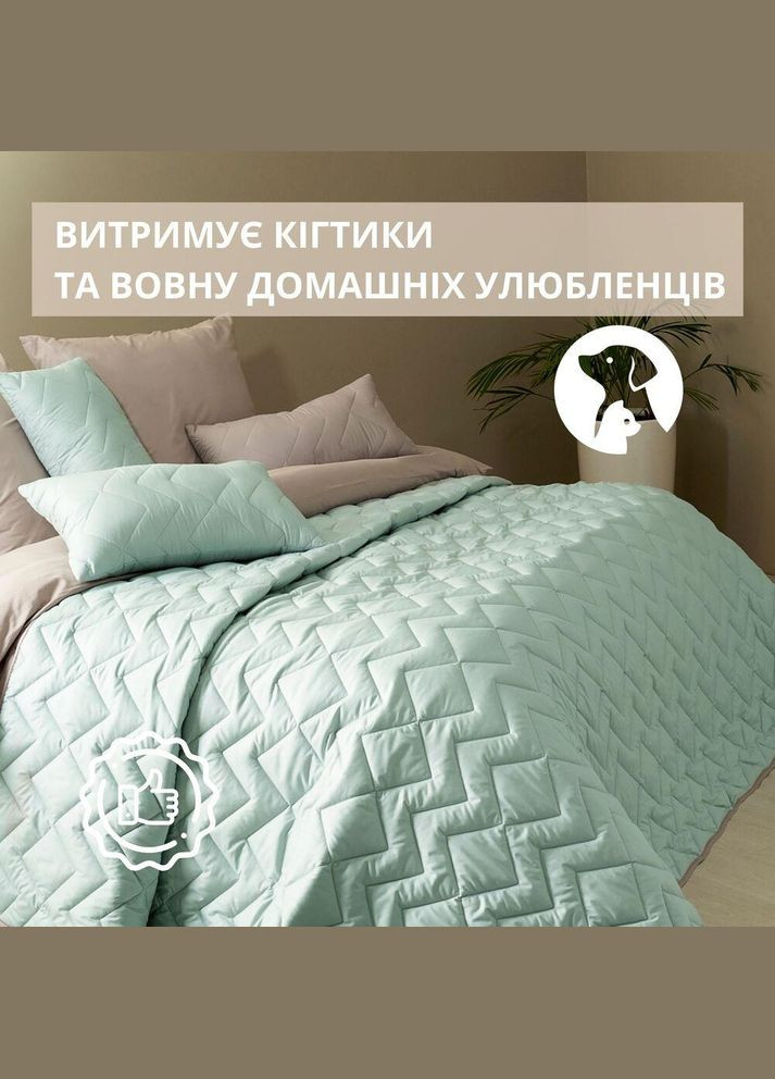 Покрывало 220х240 см стеганная двухсторонняя качественная стежка микрофибра на кровать, диван мята серая IDEIA (334726685)
