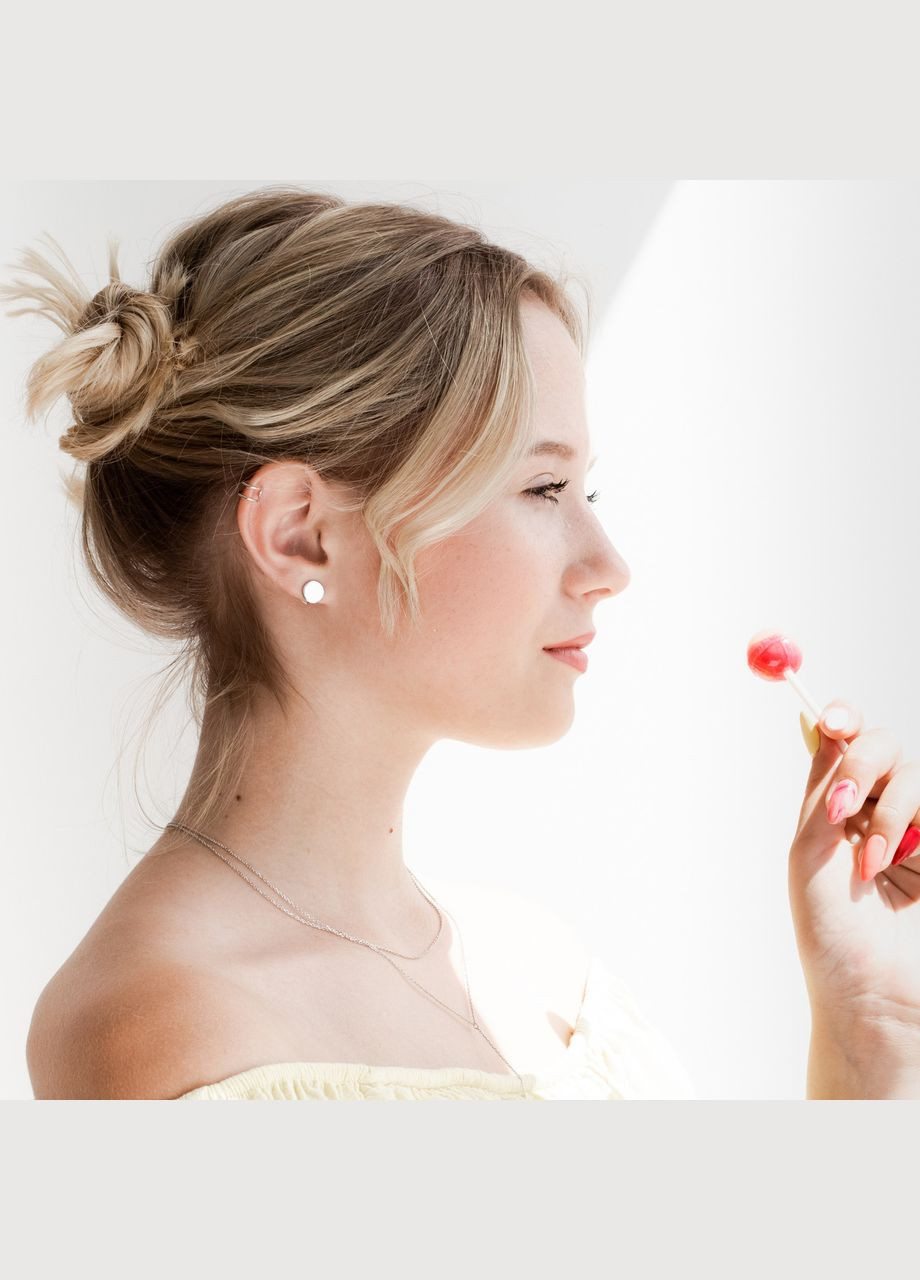 Сережки срібні Сонце без камінців Каштан (342335346)