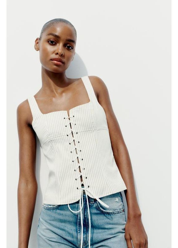 Смугастий топ-корсет trf Zara (358645130)