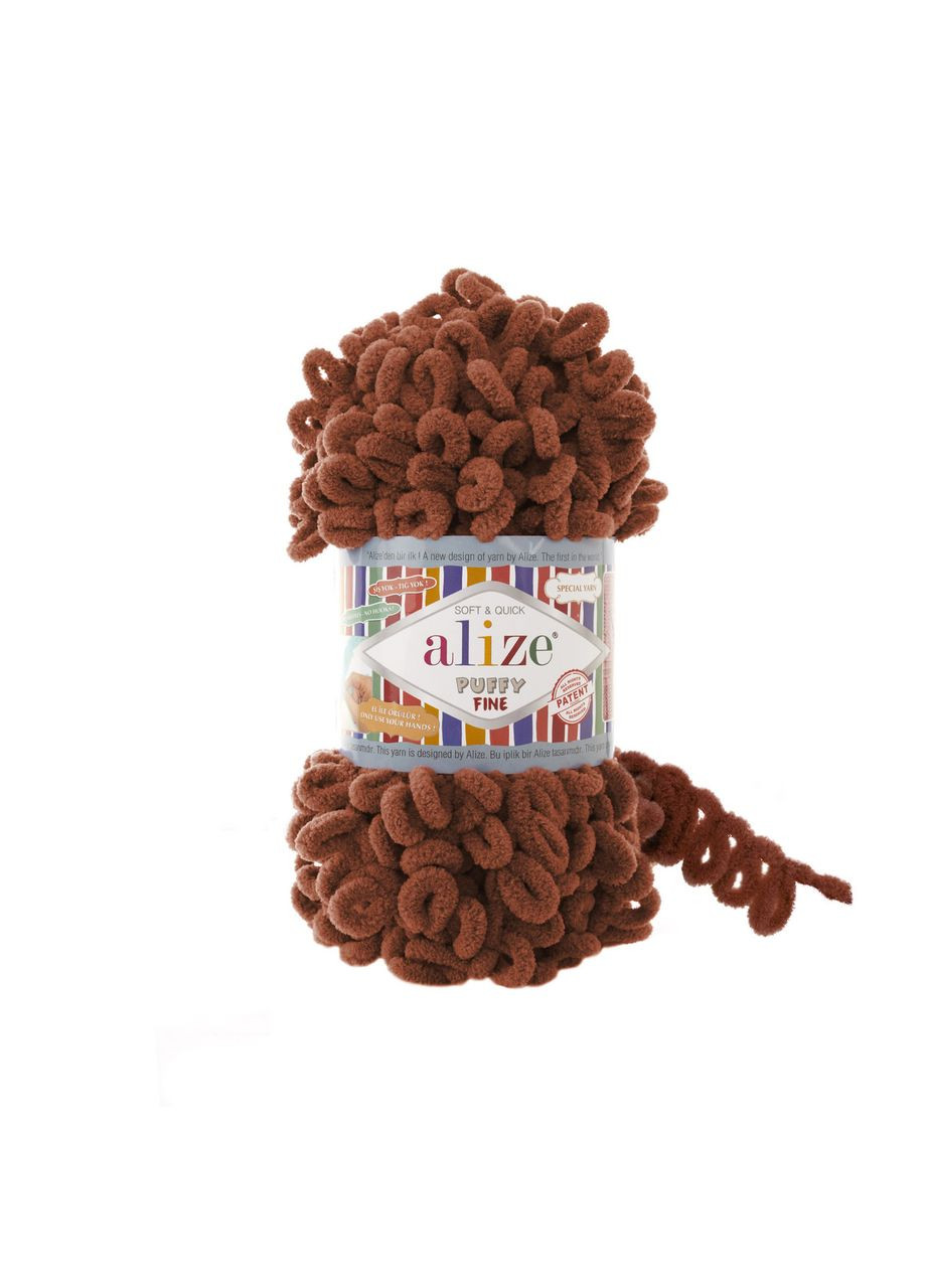 Пряжа PUFFY FINE 90 терракот ализе пуфи файн фантазийная нить плюшевая Alize (326834723)