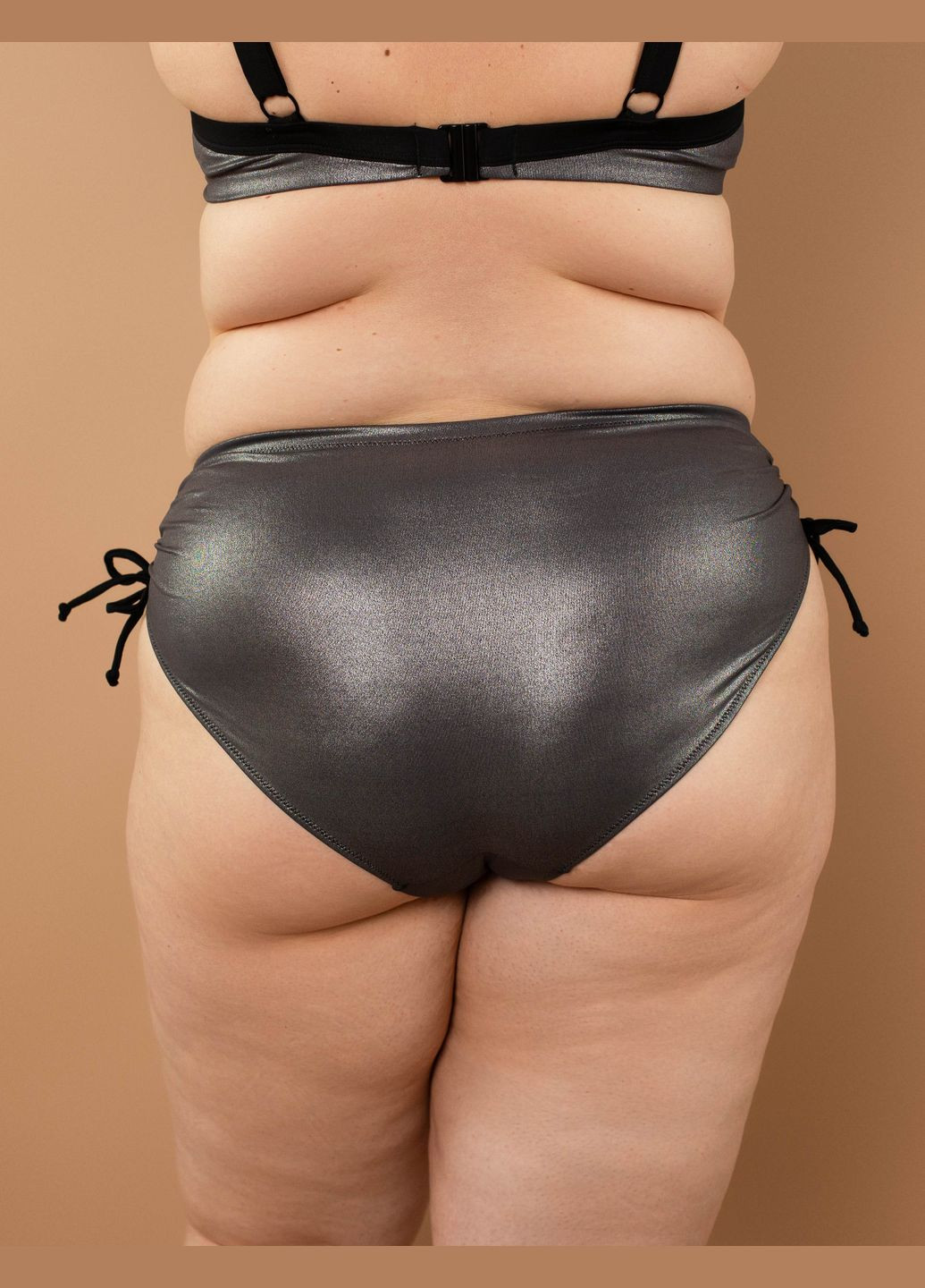 Серебряные купальные трусики слип с высокой талией so246922 серебро Brabrabra