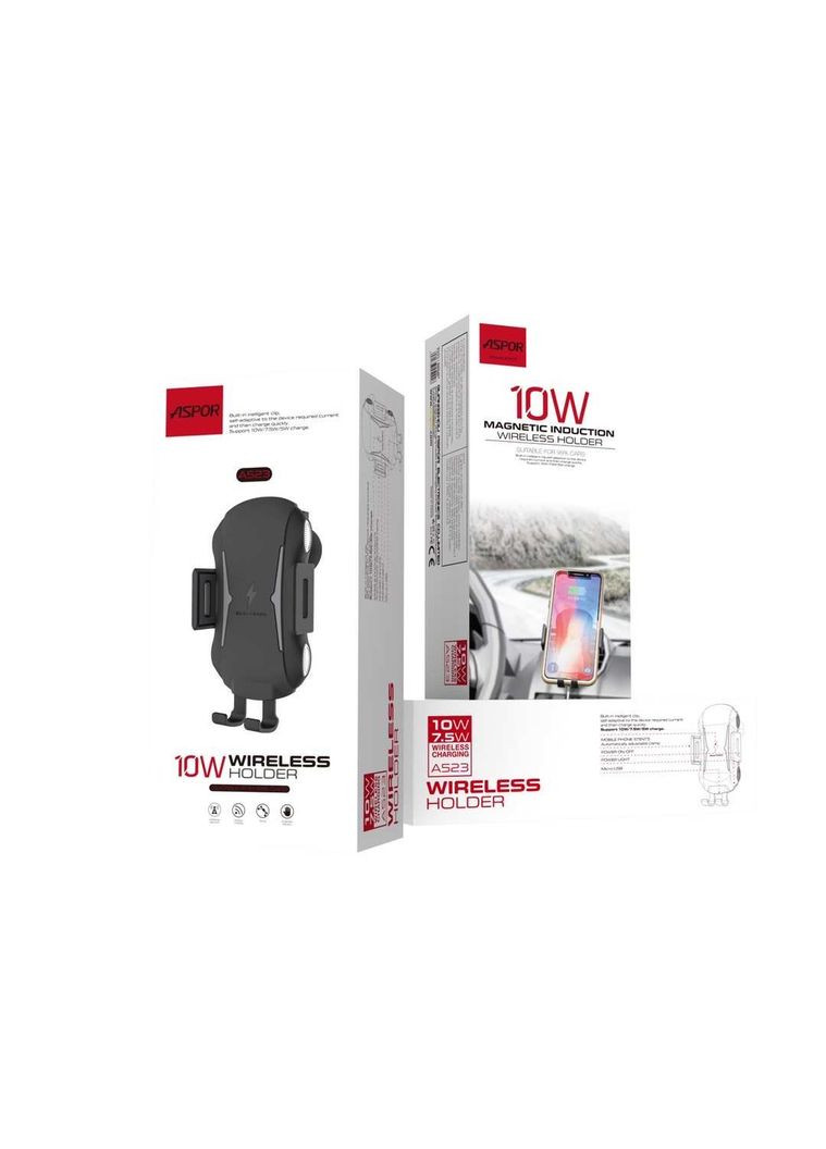 Автомобильный держатель Fast Wireless Charge A523 10W- черный Aspor (367602814)