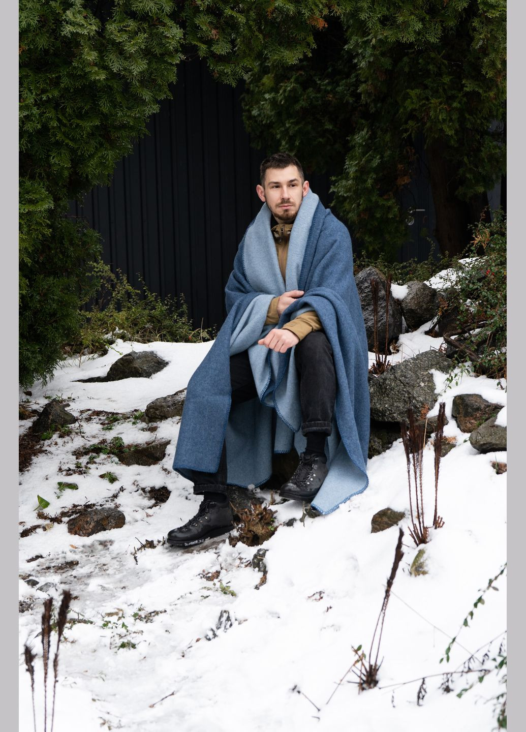 Плед-одеяло шерстяной синий/голубой 130 х 170 см Love You (306716220)