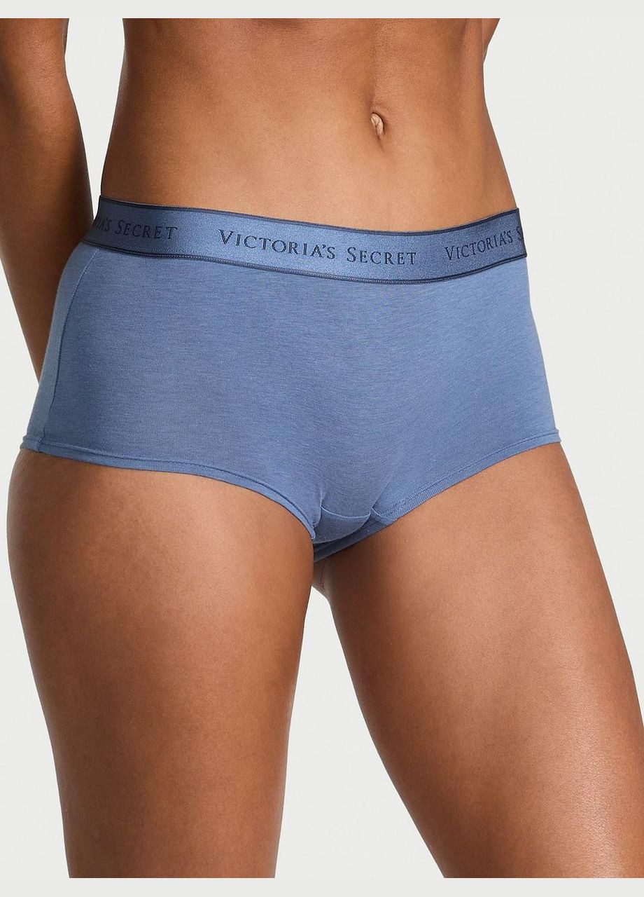Трусики жіночі Logo Cotton Boyshort XS сині Victoria's Secret (344445229)